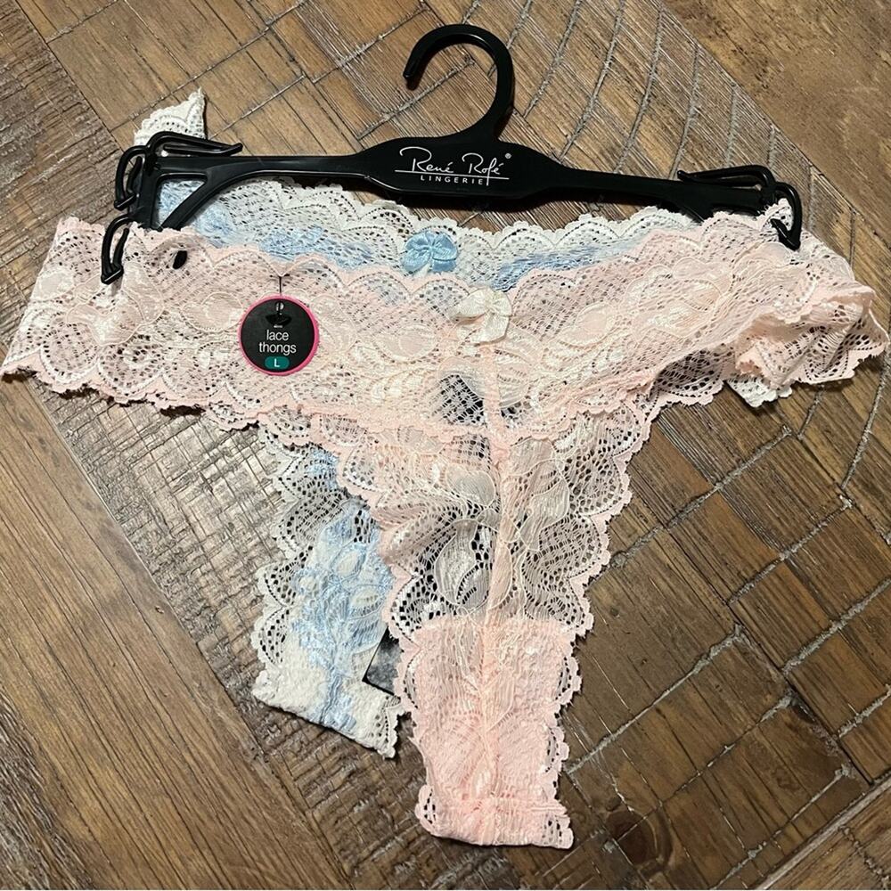 René Rofé Lingerie set of 2 Lace Sheer Thongs NWT